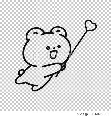 指し棒・ハート・クマ／線画 116070538