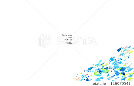 水彩画。水彩タッチの幾何学ベクターイラスト。抽象的なイメージの水彩背景。夏の水色水彩背景。 116070541