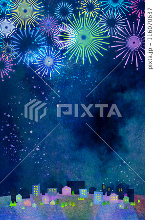 夏の夜空に輝く打ち上げ花火 116070637