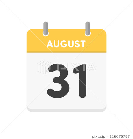 8月31日･August 31の日めくりカレンダーのアイコン - 8/31の日付入りの暦の素材 116070797