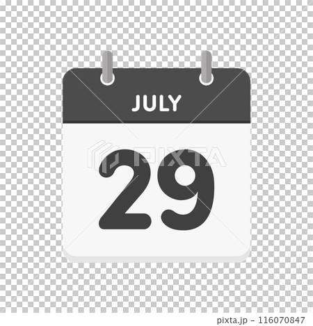 7月29日･july 29の日めくりカレンダーのアイコン - 7/29の日付のシンプルな暦の素材	 116070847