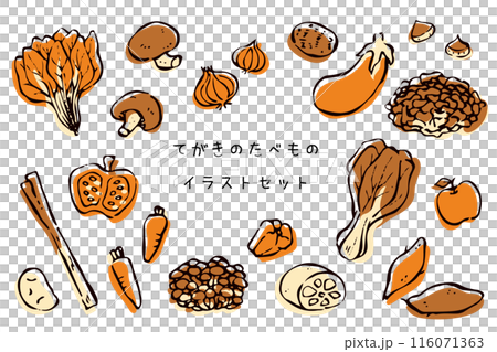 手描きの食べ物イラストセット 手描きの食べ物イラストセット 116071363