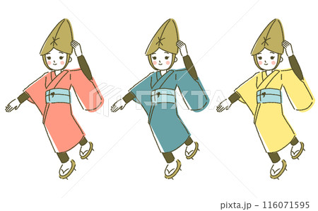 阿波踊りのイラスト素材 徳島県 女踊り 116071595