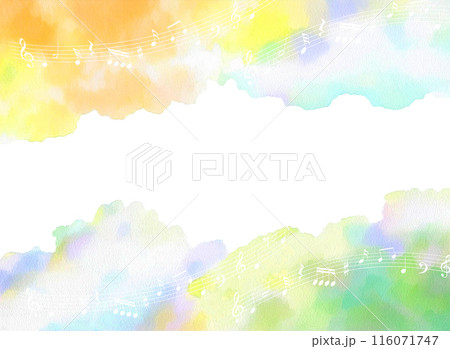 音符と秋の紅葉をイメージした水彩タッチのアブストラクト(生成AI、generated by AI)背 音符と秋の紅葉をイメージした水彩タッチのアブストラクト(生成AI、generated by AI)背 116071747