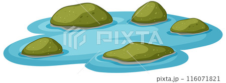 Serene Pond with Floating Rocks 116071821