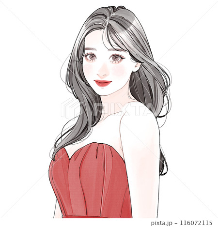赤いドレスを着ている女性 116072115