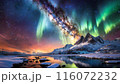 幻想的な自然の雪とオーロラ(Generative AI) 116072232