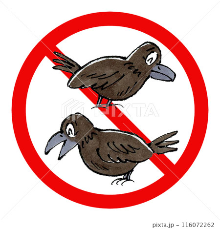 カラス禁止マーク(2匹) カラス禁止マーク(2匹) 116072262