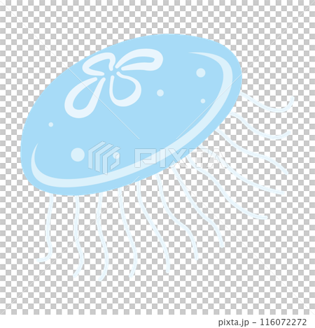 クラゲ(くらげ)02 水色のシンプルなイラスト クラゲ(くらげ)02 水色のシンプルなイラスト 116072272