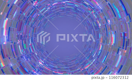 3d illustration Glass surface with neon and dispersion 116072312