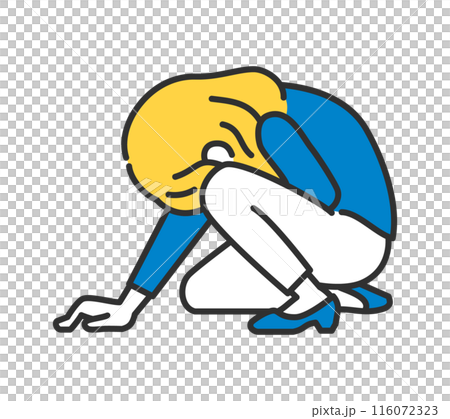 Illustration of a woman crouching Illustration of a woman crouching 116072323