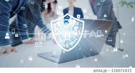会議するビジネスパーソンとセキュリティイメージ 116072815