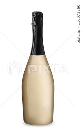 Yellow champagne bottle on white background 116073260