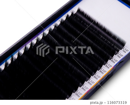 Eyelash extension trays on white background Eyelash extension trays on white background 116073319
