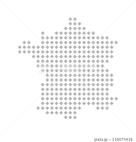 シンプルでおしゃれなフランスの形の地図 - グレーのひし形で描いたデフォルメしたシルエットのマップ シンプルでおしゃれなフランスの形の地図 - グレーのひし形で描いたデフォルメしたシルエットのマップ 116073416