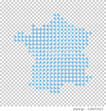 簡約時尚的法國地圖-淺藍色菱形繪製的變形輪廓圖 簡約時尚的法國地圖-淺藍色菱形繪製的變形輪廓圖 116073421