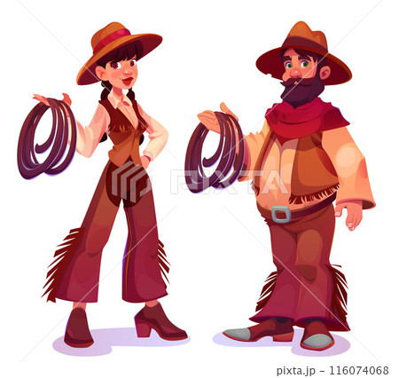 Cowboy and cowgirl character set Cowboy and cowgirl character set 116074068