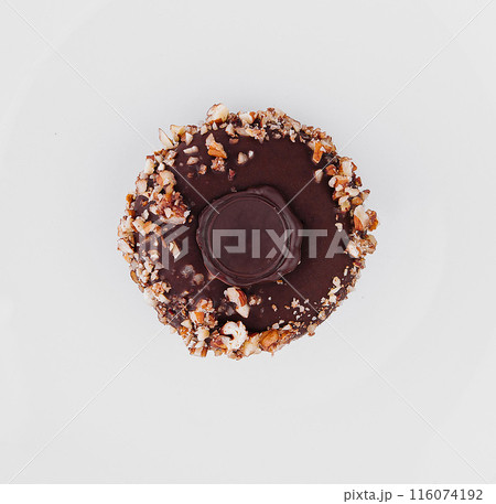 Chocolate cookie on white plate 116074192