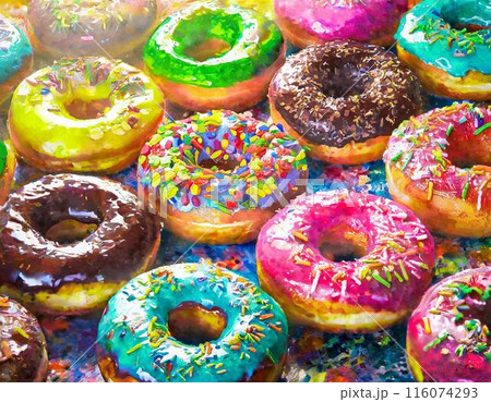 カラフルなドーナツのイラスト カラフルなドーナツのイラスト 116074293