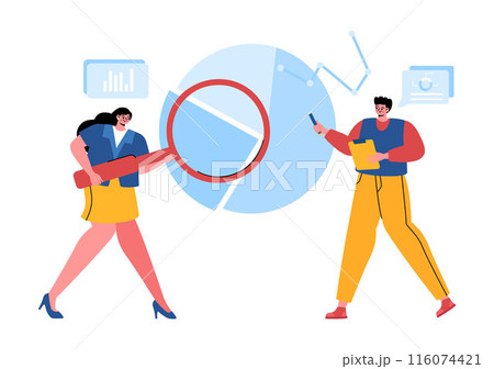 Business Audit Documents Vector Illustration with Charts, Accounting, Calculations, and Financial Report Analytics on a Flat Cartoon Background 116074421