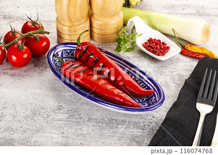 Grilled red spicy pepper snack 116074768