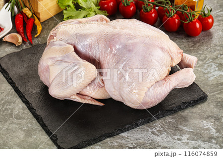 Raw whole chicken for cooking Raw whole chicken for cooking 116074859