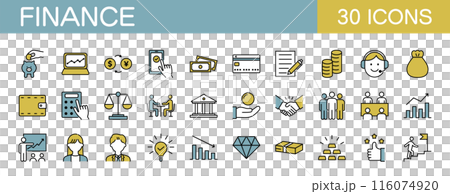 Financial icon set color Financial icon set color 116074920