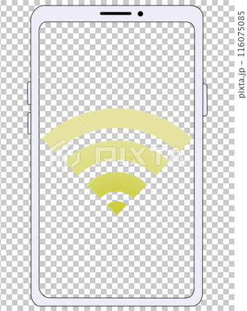 スマホ(白)の中に表示されたWi-Fi(黄)(画面透過) スマホ(白)の中に表示されたWi-Fi(黄)(画面透過) 116075085