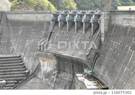 満水の錦秋湖 116075302