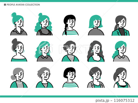 シンプルな女性アイコンのセット 116075312