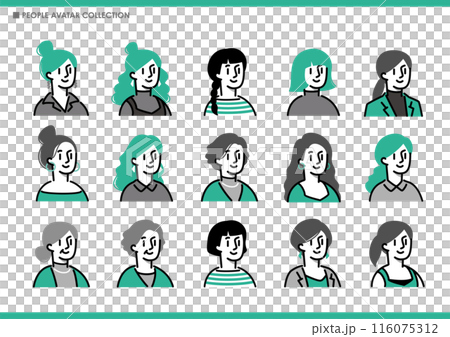 シンプルな女性アイコンのセット 116075312