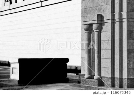 Classic antique marble block wall,columns,pillars.Classical architecture 116075346