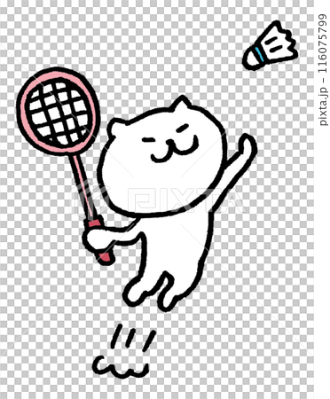 バドミントンをするかわいい猫のキャライラスト 116075799
