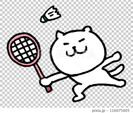 Character illustration of a cute cat playing badminton Character illustration of a cute cat playing badminton 116075805