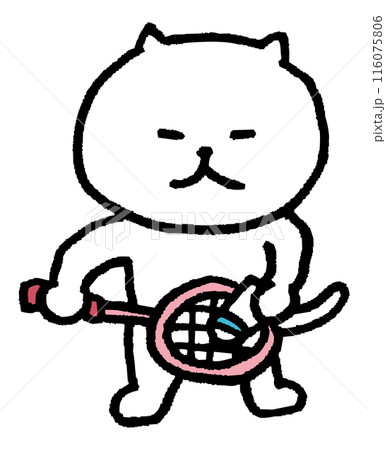 バドミントンをするかわいい猫のキャライラスト 116075806