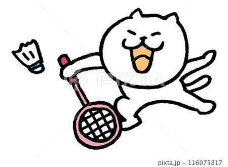 バドミントンをするかわいい猫のキャライラスト 116075817