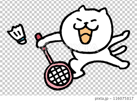 バドミントンをするかわいい猫のキャライラスト 116075817