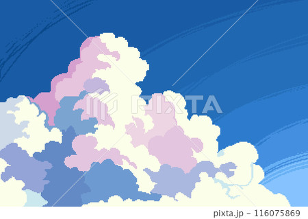 夏のイメージ ドット絵 入道雲と夏の青空のイラスト素材 [116075869 