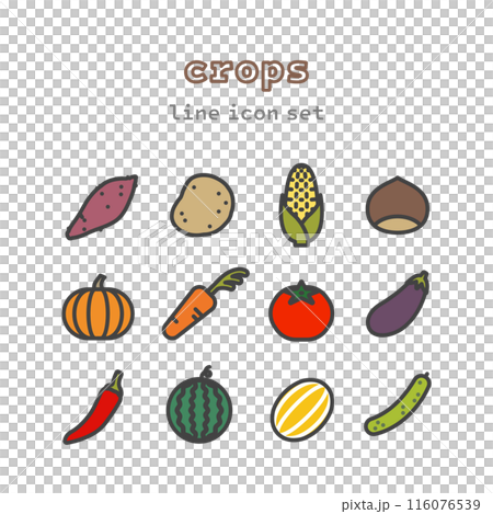 vegetable and fruits crops vector icon set vegetable and fruits crops vector icon set 116076539