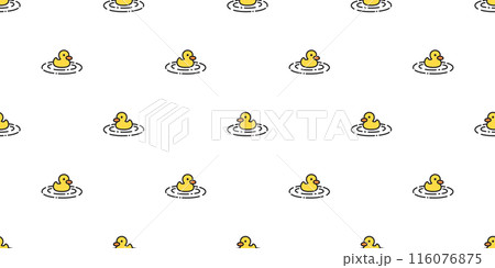 duck seamless pattern swimming lake cartoon rubber duck chicken bird vector pet wrapping paper scarf isolated doodle animal farm tile wallpaper repeat background illustration design 116076875