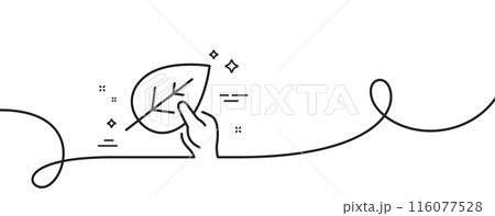 Organic tested line icon. Continuous one line with curl. Bio cosmetics sign. Paraben symbol. Organic tested single outline ribbon. Loop curve pattern. Vector 116077528