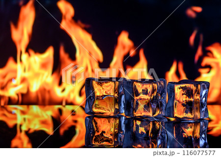 Burning ice cubes on black background 2 Burning ice cubes on black background 2 116077577