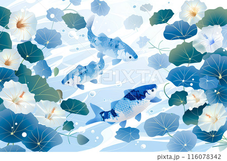 涼しそうな魚と花の風景 116078342