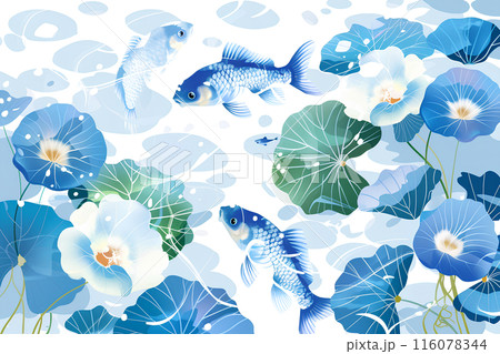 涼しそうな魚と花の風景 116078344