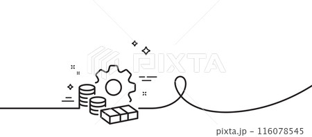 Money line icon. Continuous one line with curl. Transfer payment sign. Bank account maintenance symbol. Money single outline ribbon. Loop curve pattern. Vector 116078545