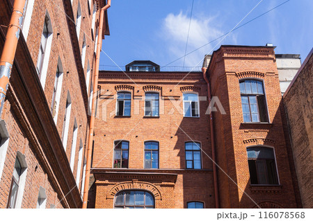 old residential buildings in the historical center of the city, view from the courtyards old residential buildings in the historical center of the city, view from the courtyards 116078568