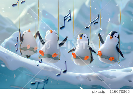 ブランコで遊ぶペンギンくん（氷山） 116078866
