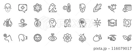 Icons pack as Leaves, Blood donation and Stress line icons for app include Corn, Sick man, Medical helicopter outline thin icon web set. Medical food, Veterinary clinic, Medicine pictogram. Vector Icons pack as Leaves, Blood donation and Stress line icons for app include Corn, Sick man, Medical helicopter outline thin icon web set. Medical food, Veterinary clinic, Medicine pictogram. Vector 116079017
