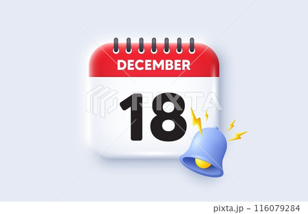 18th day of the month icon. Calendar date 3d icon. Event schedule date. Meeting appointment time. 18th day of December month. Calendar event reminder date. Vector 18th day of the month icon. Calendar date 3d icon. Event schedule date. Meeting appointment time. 18th day of December month. Calendar event reminder date. Vector 116079284