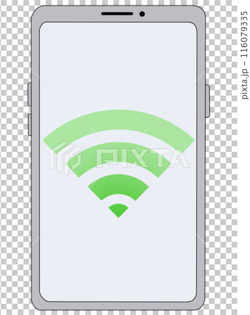 Wi-Fi (green) displayed on smartphone (silver) Wi-Fi (green) displayed on smartphone (silver) 116079335